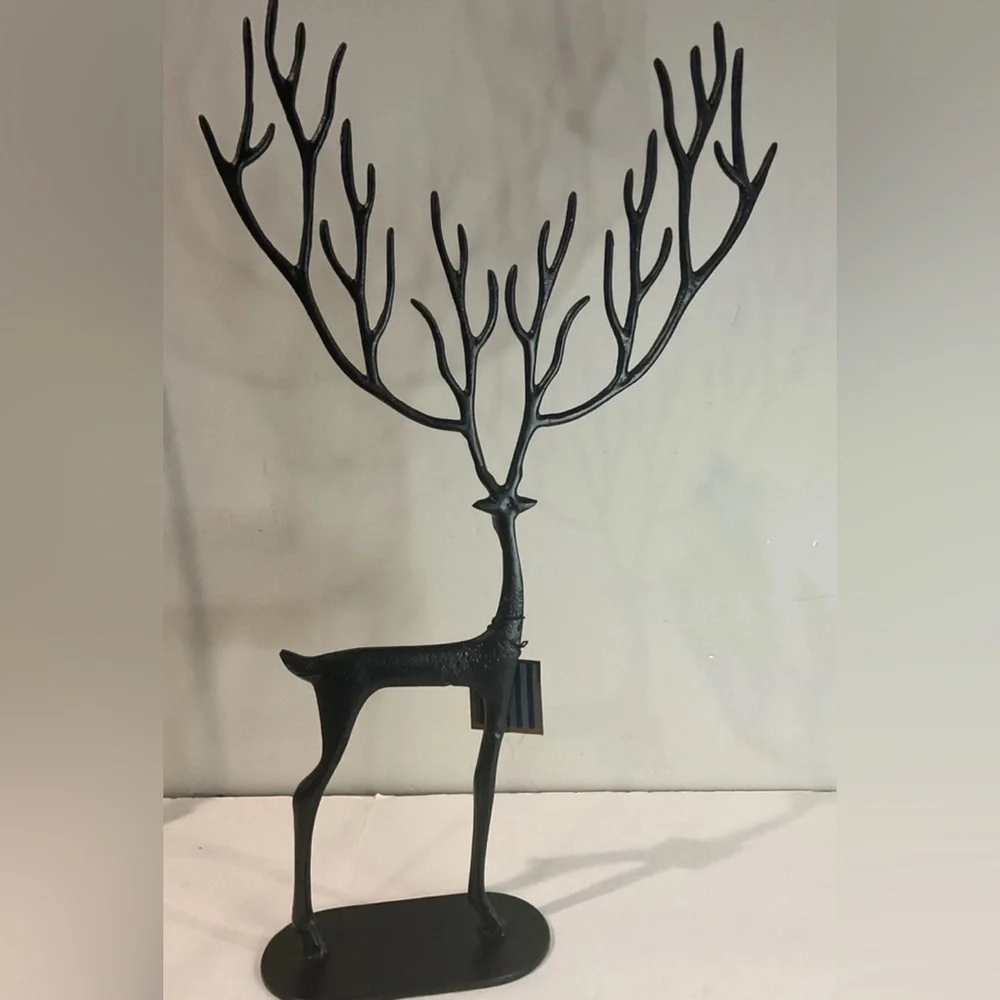 GRANVILLE LANE Black Big Reindeer Set of 2 Winter metal Christmas Decor 26” NEW